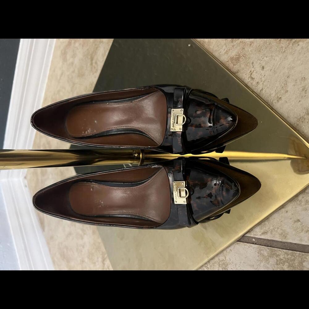 Cole Haan Stylish Leopard Pointed Toe Heels with Decorative Buckle